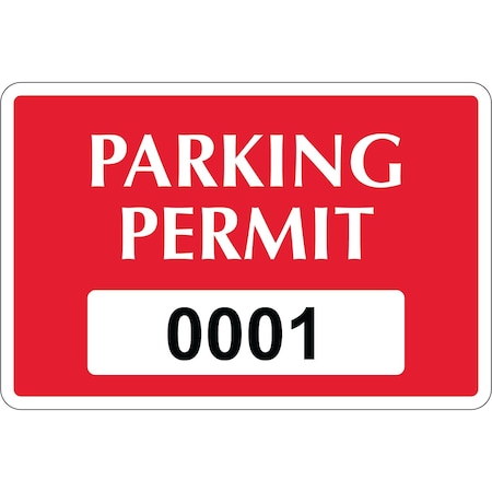 Lustre-Cal Repositionable Parking Permit Dark Red 3in x 2in  Serialized 001-050, 50PK 253411Py1Rd0001